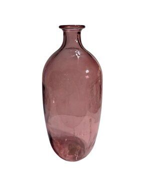 Vintage Pink Glass Decorative Vase Bulb Shape Smooth & Stylish 16 inches